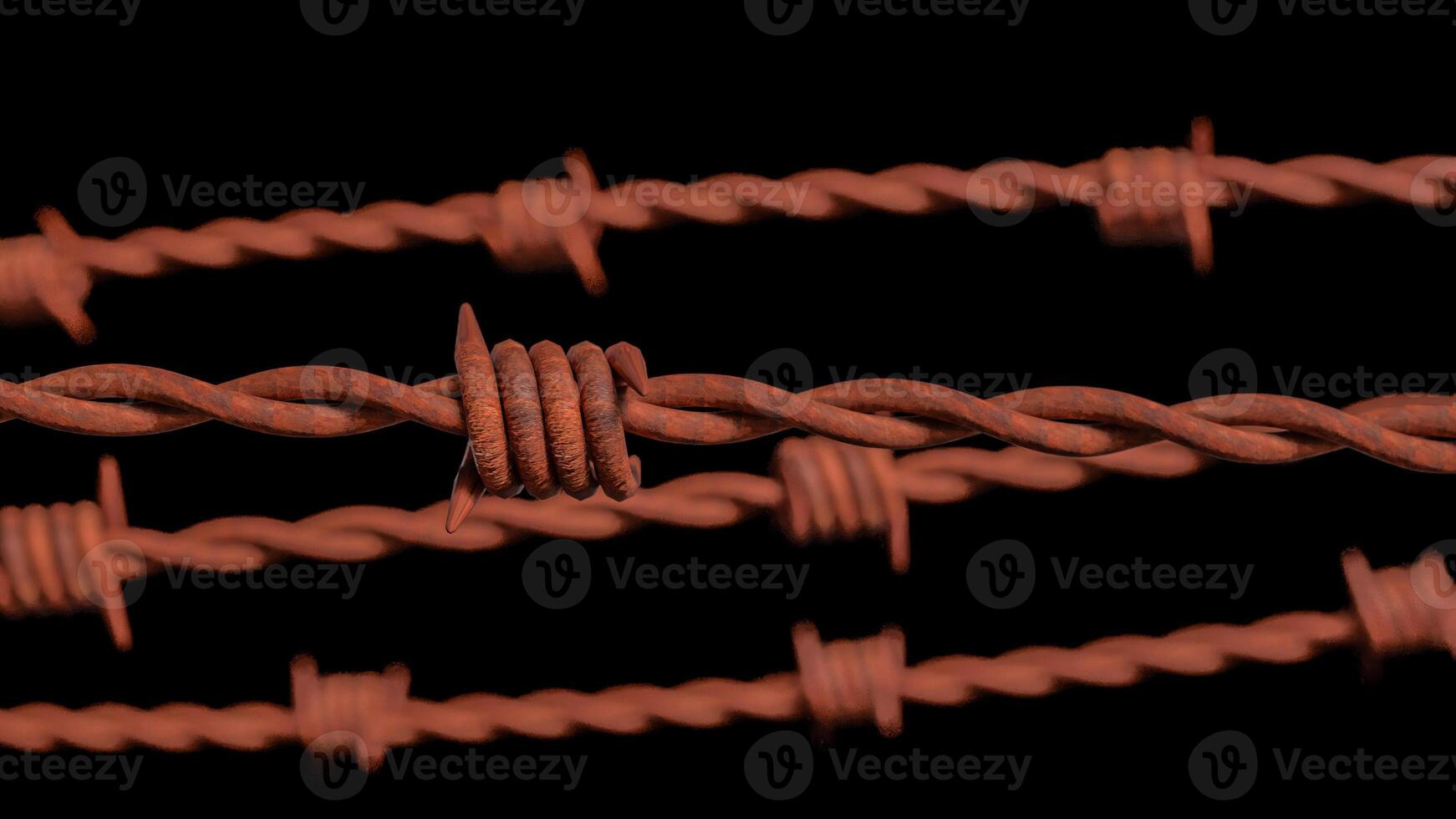 The Rusty Barbed wire on Black Background for Abstract or war concept 3d rendering. photo