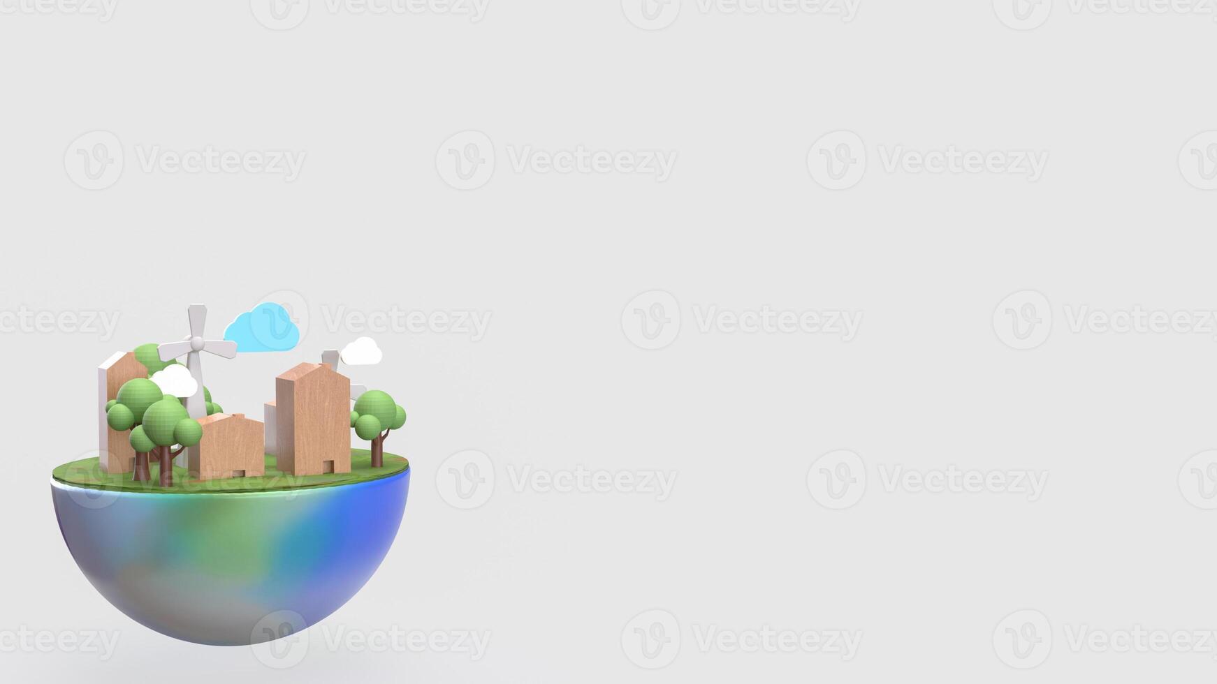 The environment on half earth for eco concept 3d rendering. photo