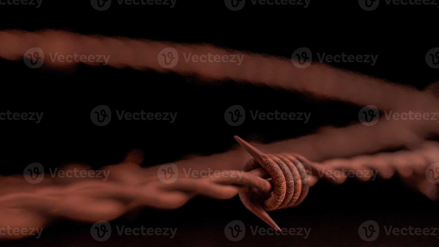 The Rusty Barbed wire on Black Background for Abstract or war concept 3d rendering. photo