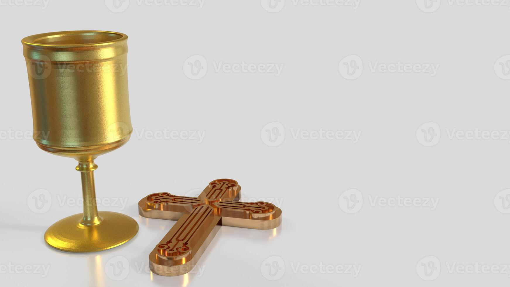 The Holy grail and cross for religious concept 3d rendering. photo