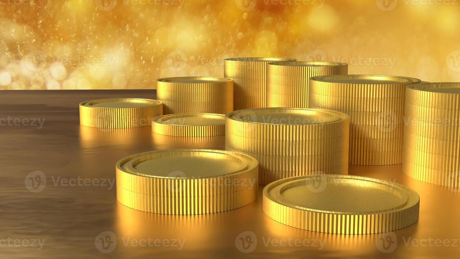 The Gold coins for earn or Business concept 3d rendering. photo