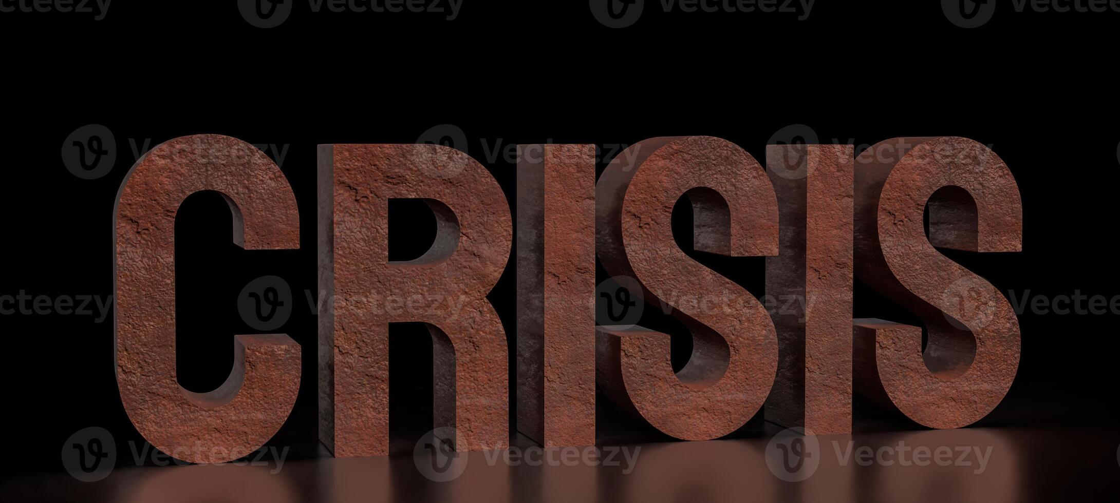 The Rusty crisis text for Business or Background concept 3d rendering. photo