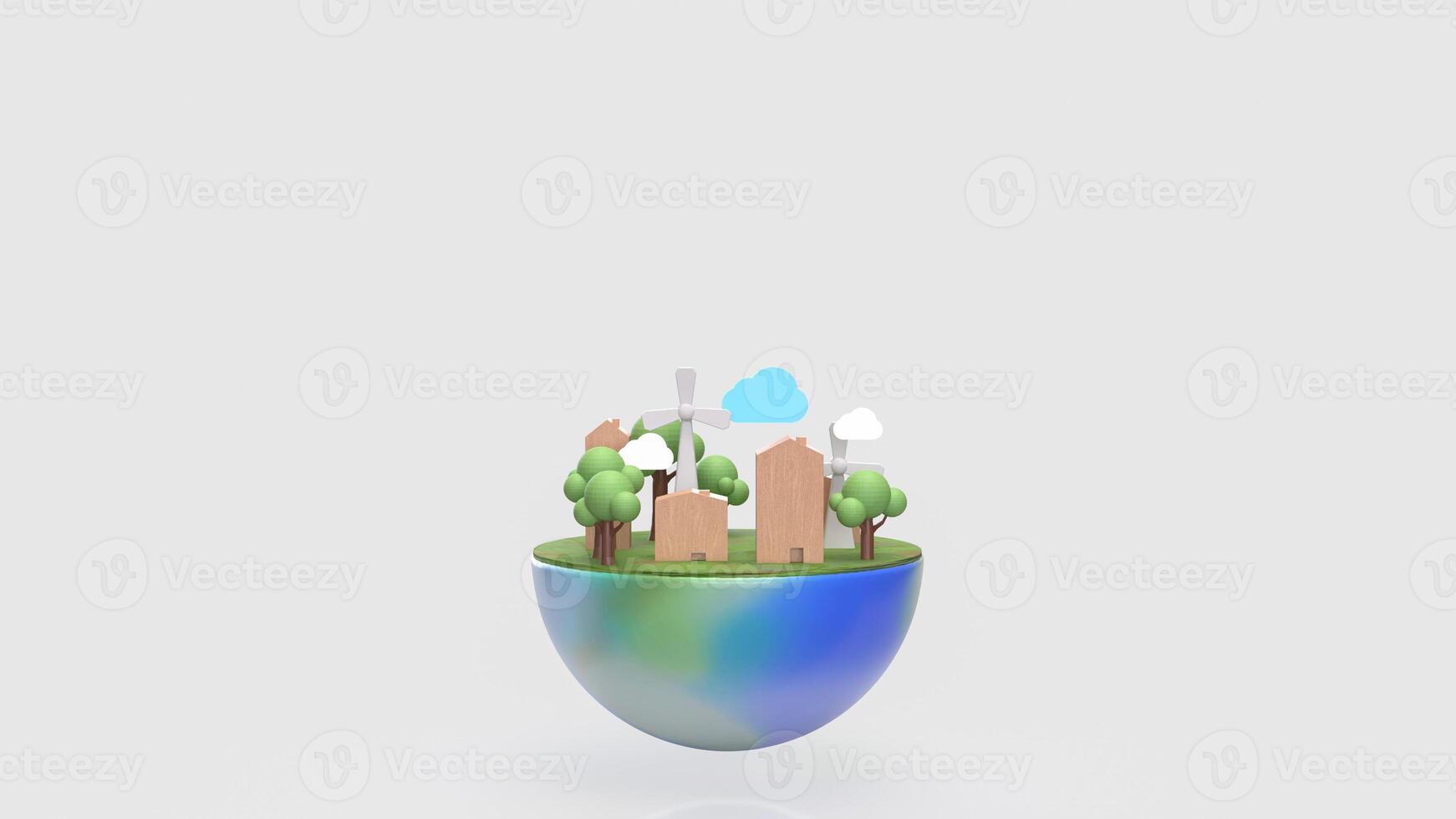 The environment on half earth for eco concept 3d rendering. photo