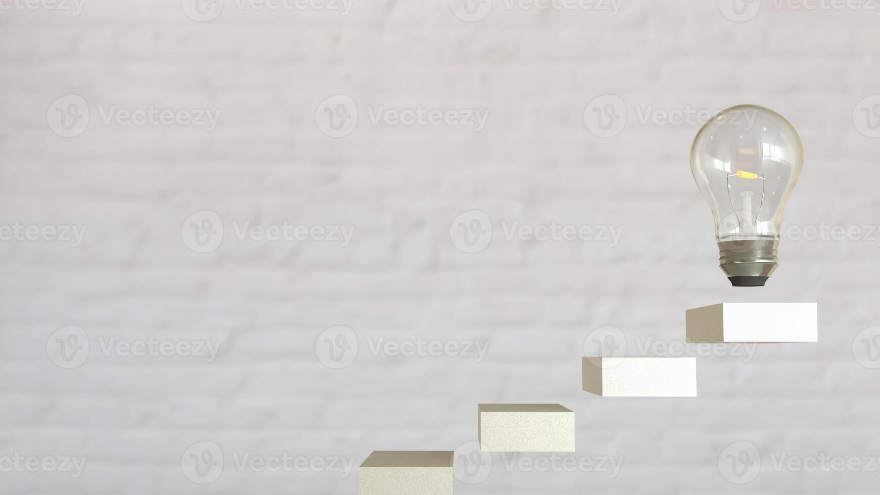 The Bulb on stair for creative or idea concept 3d rendering. photo