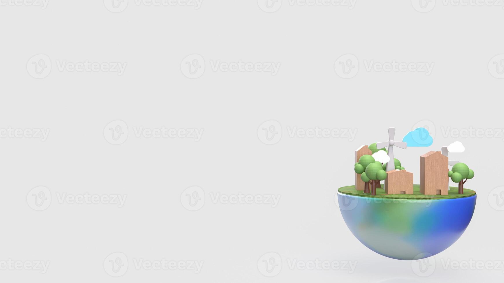 The environment on half earth for eco concept 3d rendering. photo