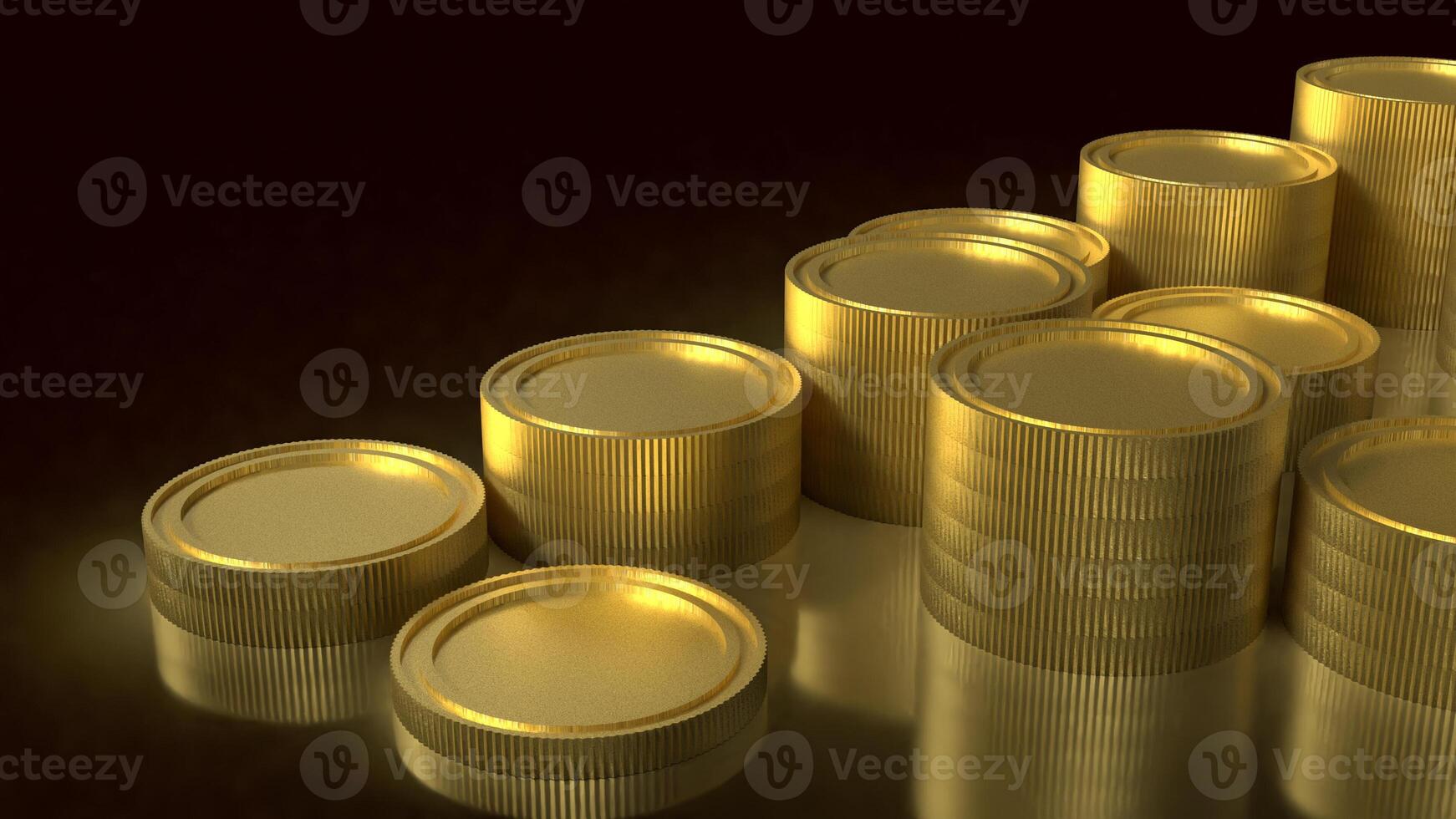 The gold coins on black background for Business concept 3d rendering. photo