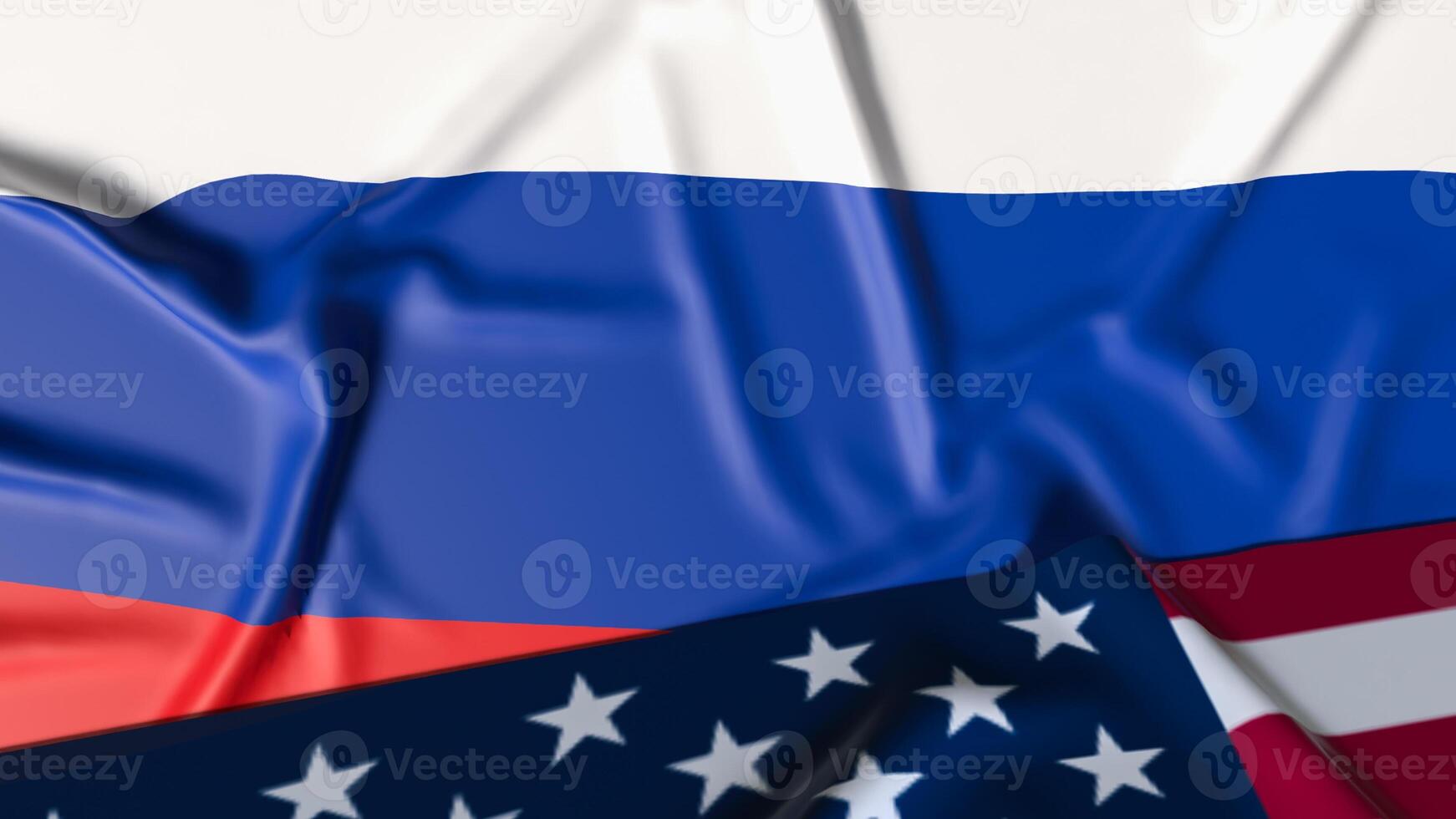 The Russia and USA flag for national or Background concept 3d rendering. photo