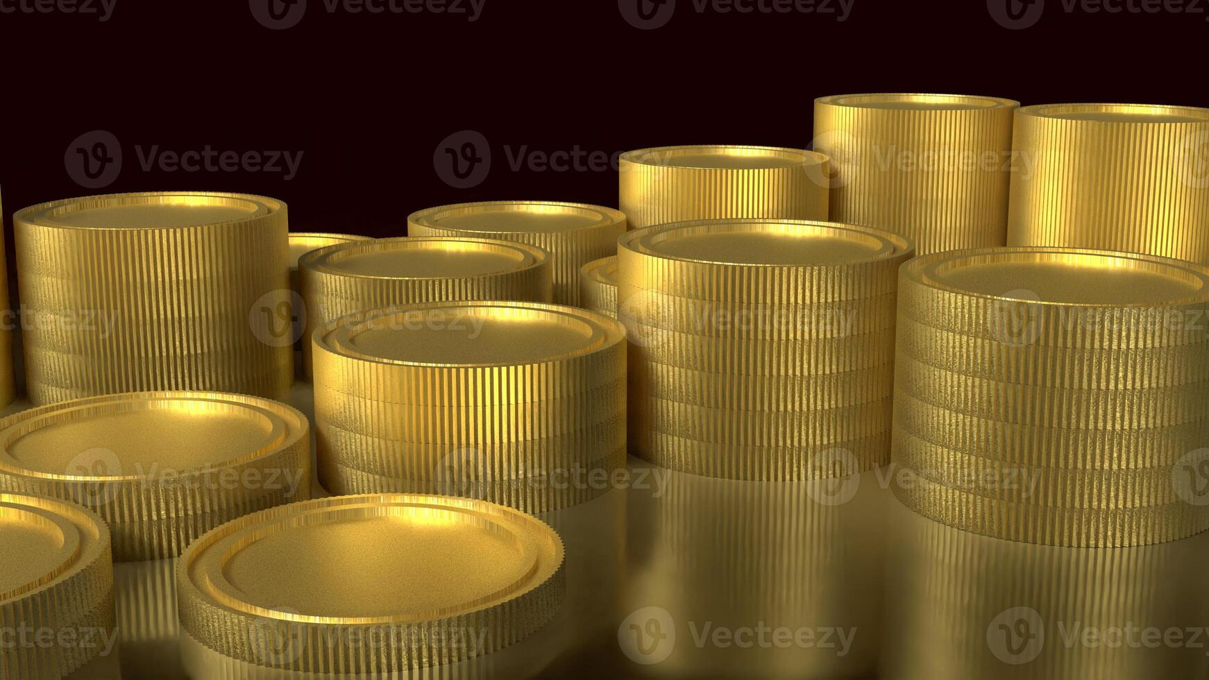 The gold coins on black background for Business concept 3d rendering. photo