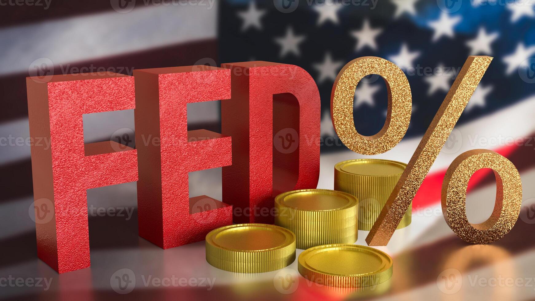 The fed text and coins for tax concept 3d rendering. photo