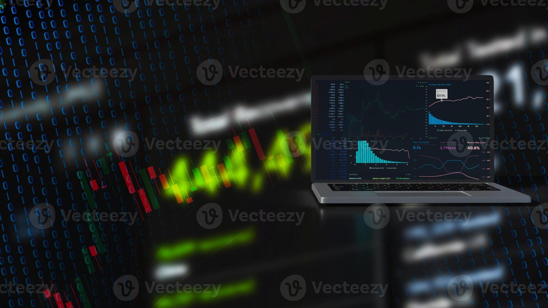 The notebook and chart for Business concept 3d rendering. photo