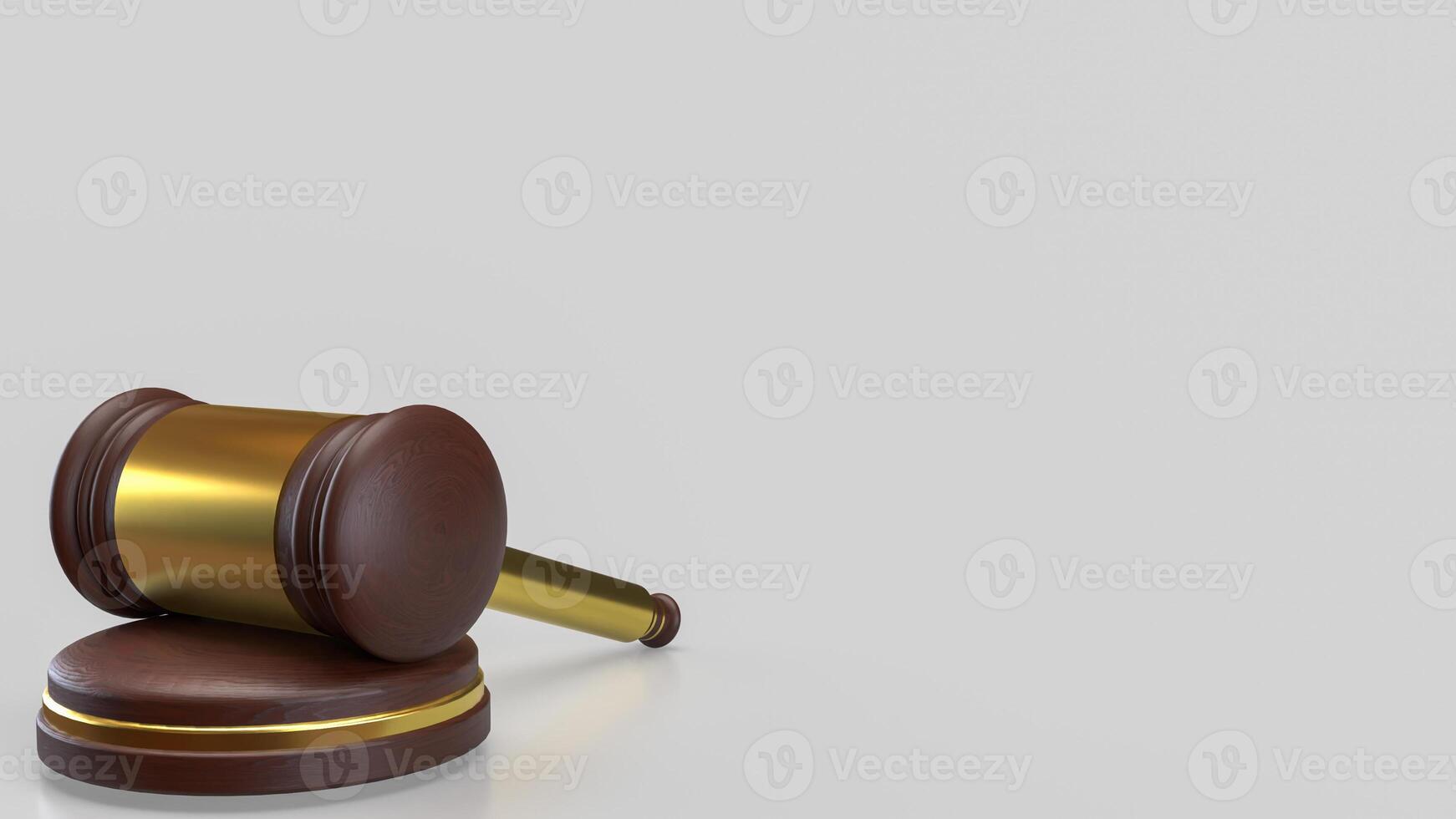 The wood hammer on white Background for law concept 3d rendering. photo