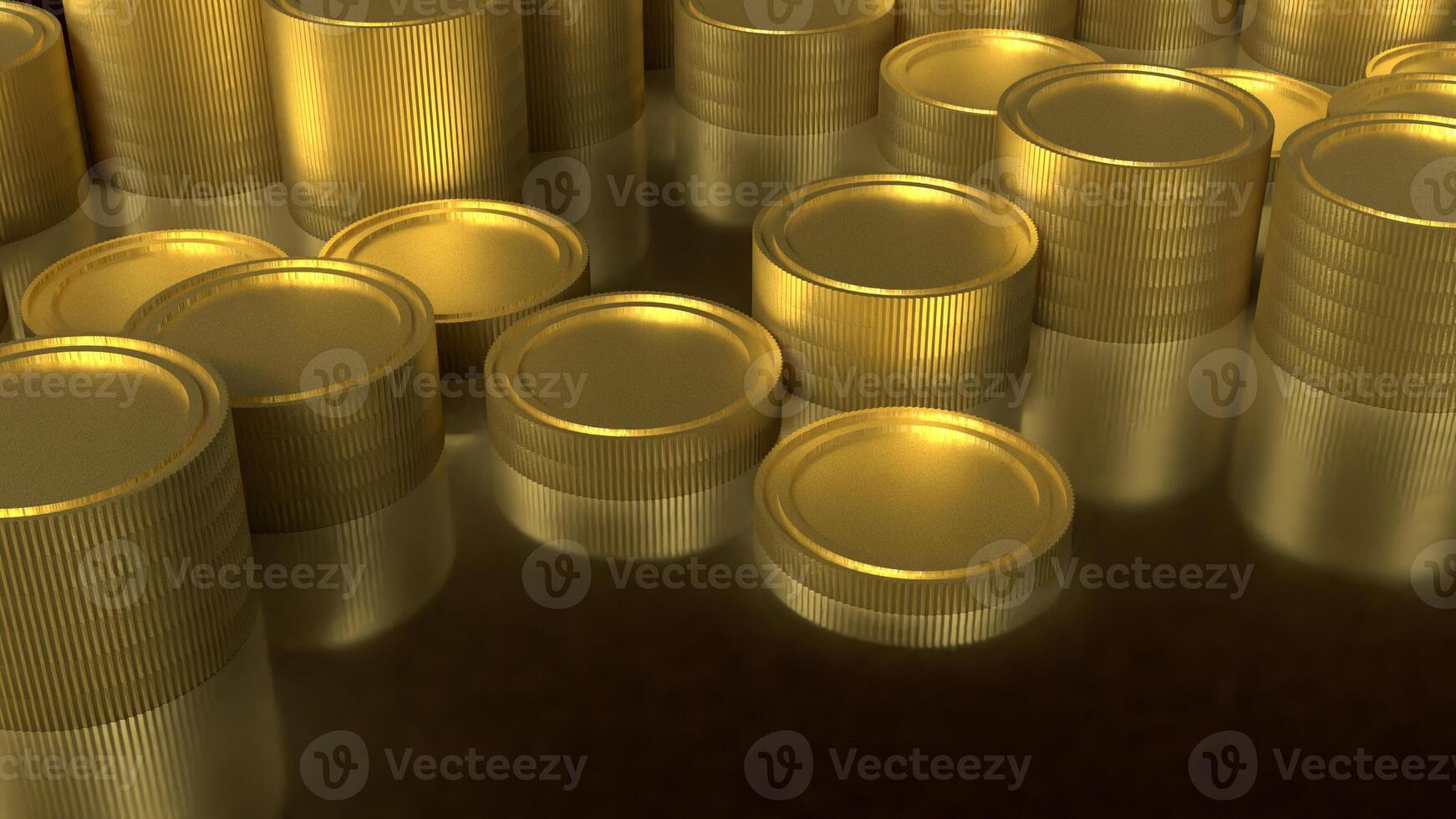 The gold coins on black background for Business concept 3d rendering. photo