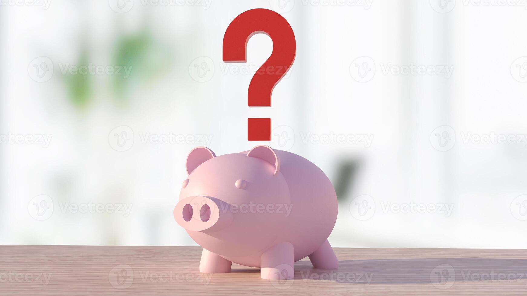 The piggy bank and question mark for earn or saving concept 3d rendering. photo