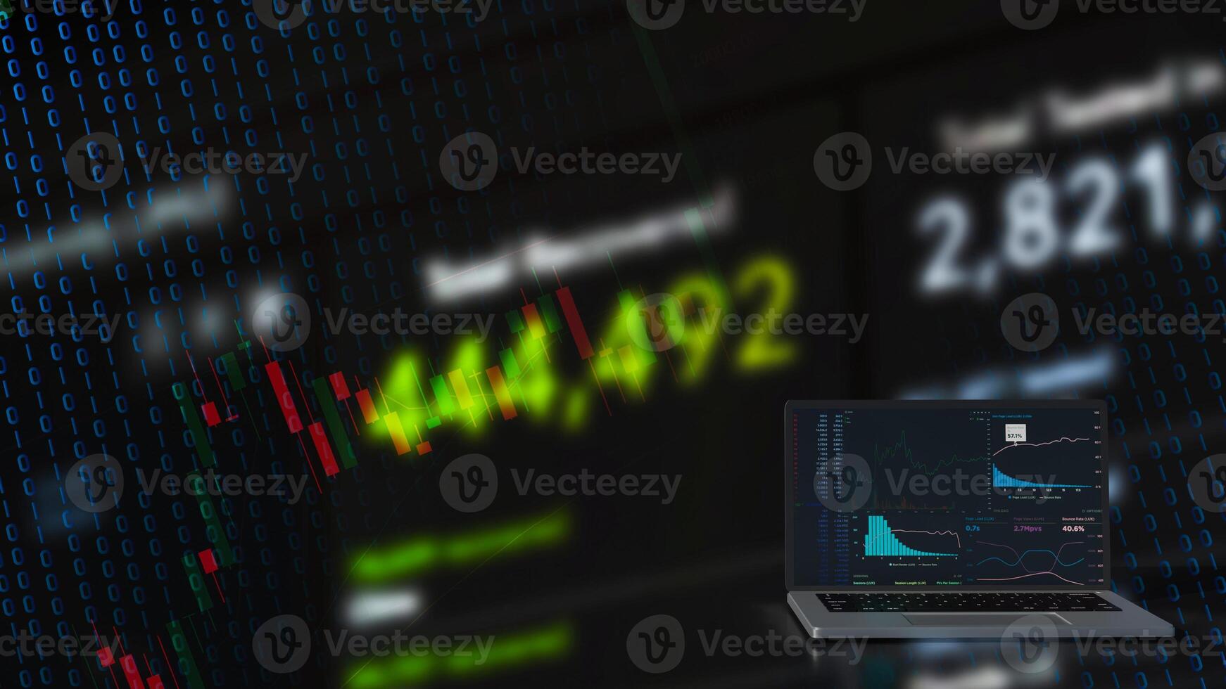 The notebook and chart for Business concept 3d rendering. photo