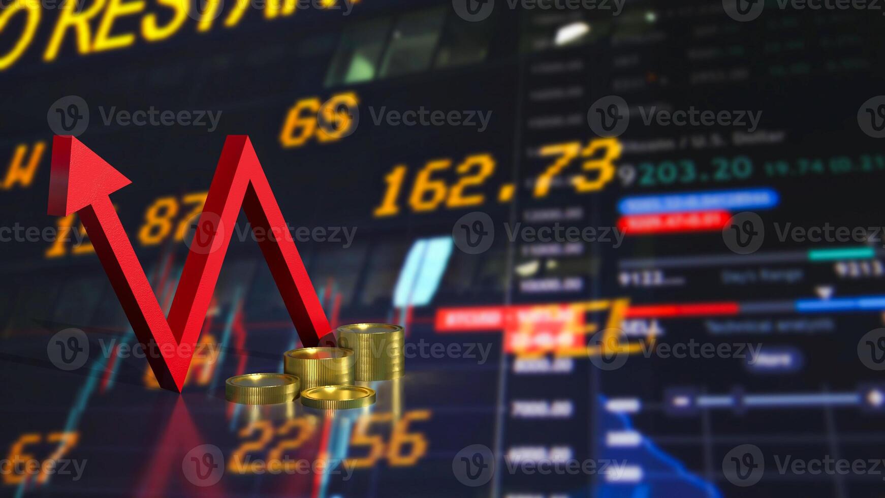 The red wave arrow for Business concept 3d rendering. photo