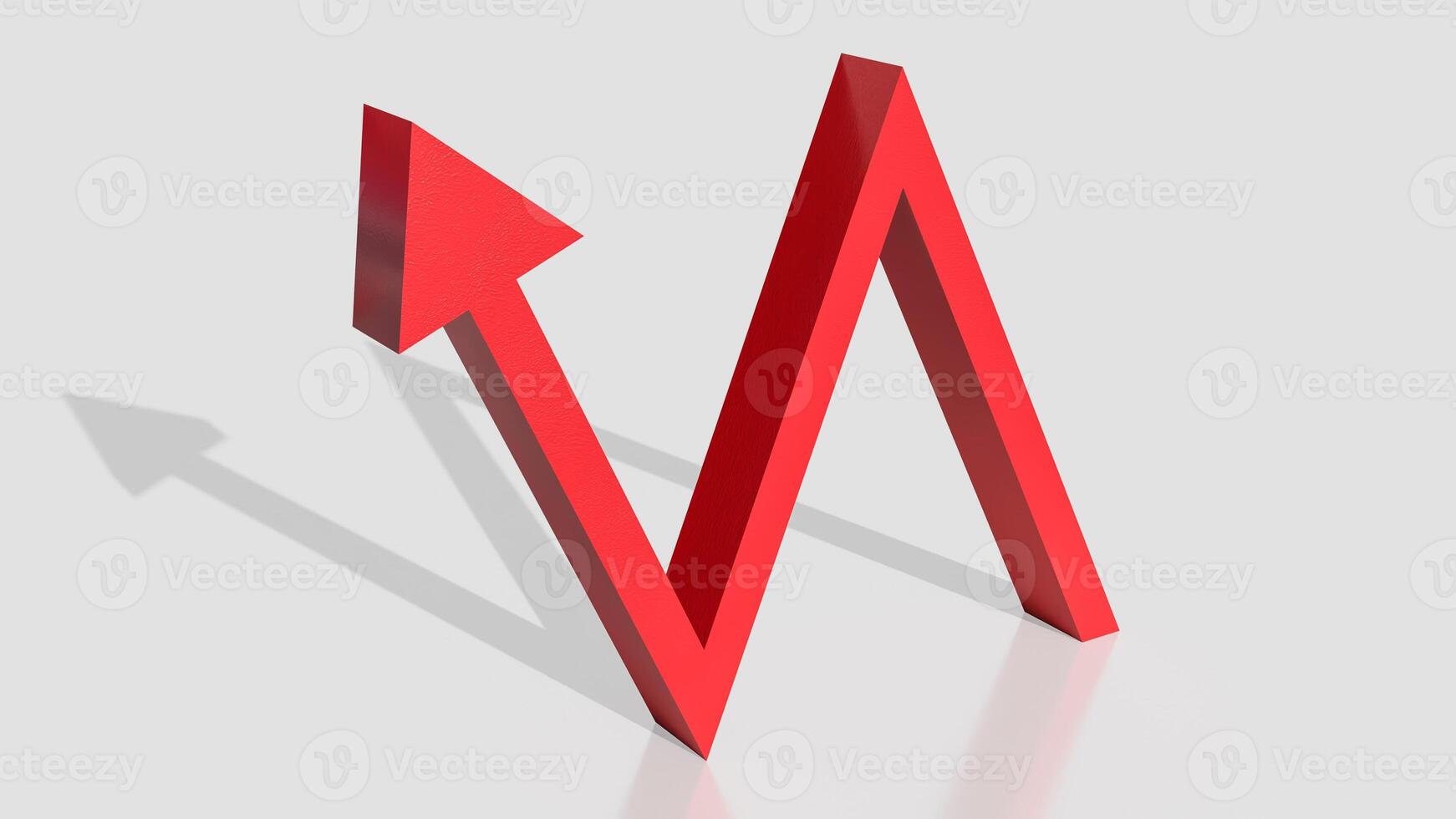 The red wave arrow for Business concept 3d rendering. photo
