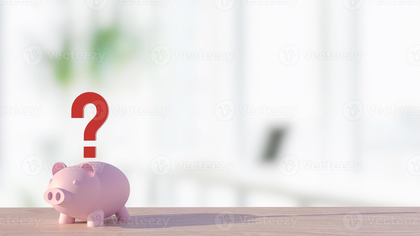 The piggy bank and question mark for earn or saving concept 3d rendering. photo