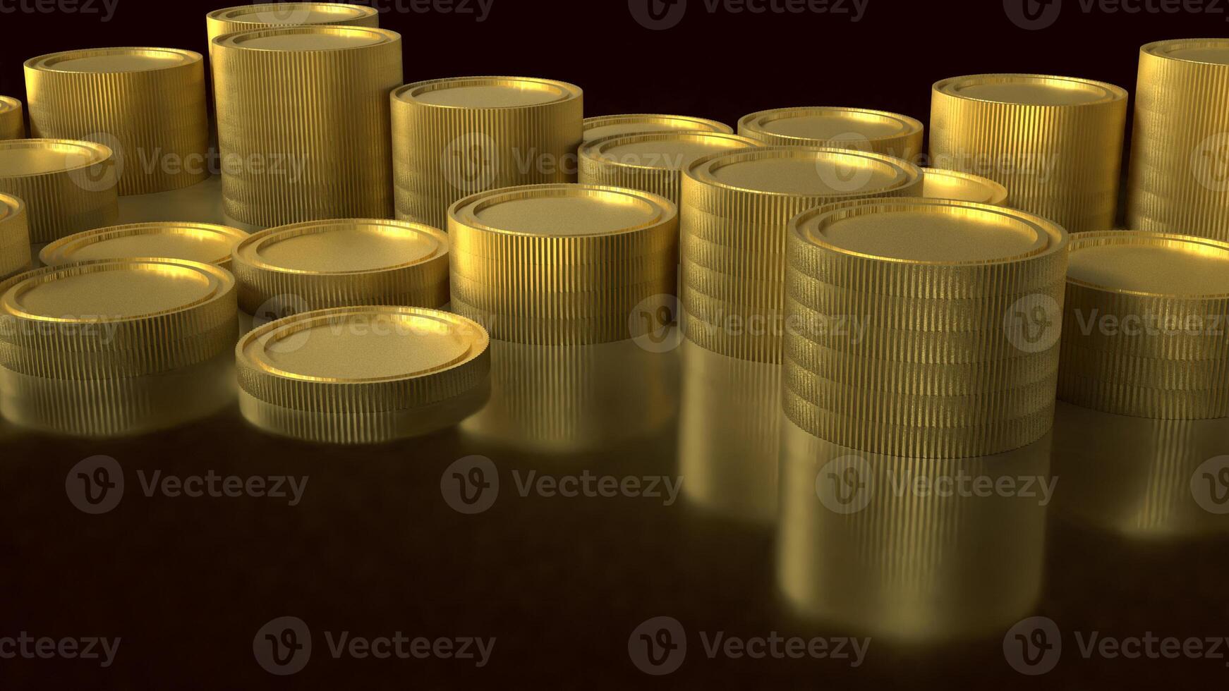 The gold coins on black background for Business concept 3d rendering. photo