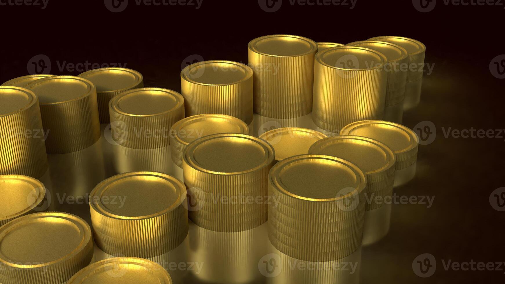 The gold coins on black background for Business concept 3d rendering. photo