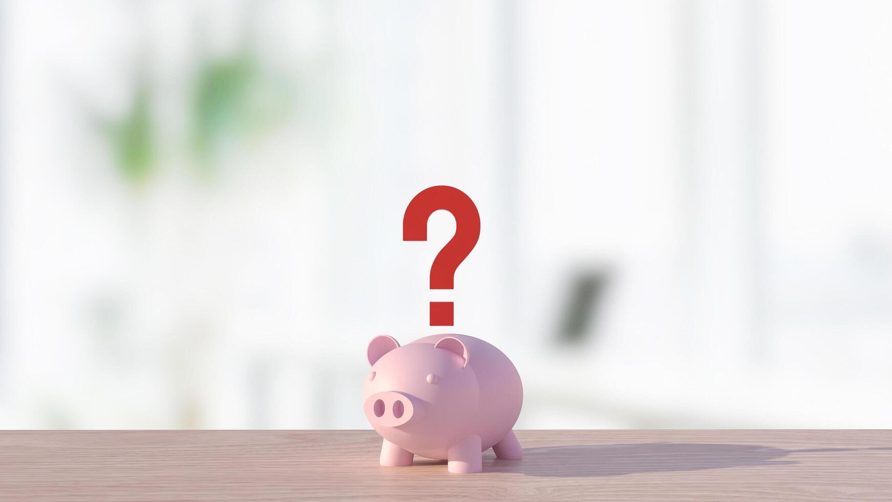 The piggy bank and question mark for earn or saving concept 3d rendering. photo