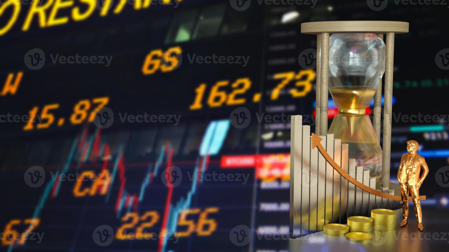 The chart and gold coins for Business concept 3d rendering. photo