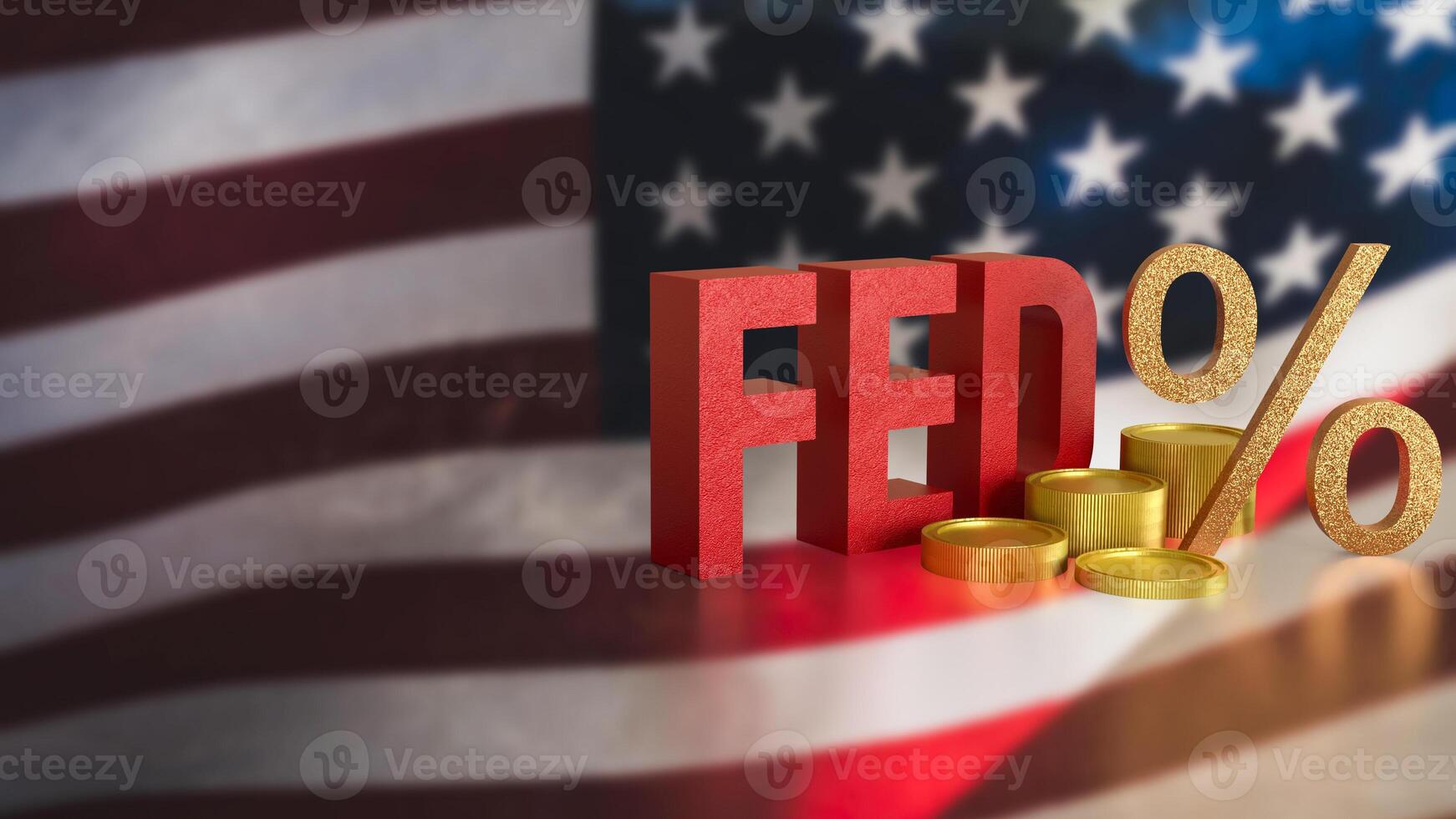 The fed text and coins for tax concept 3d rendering. photo