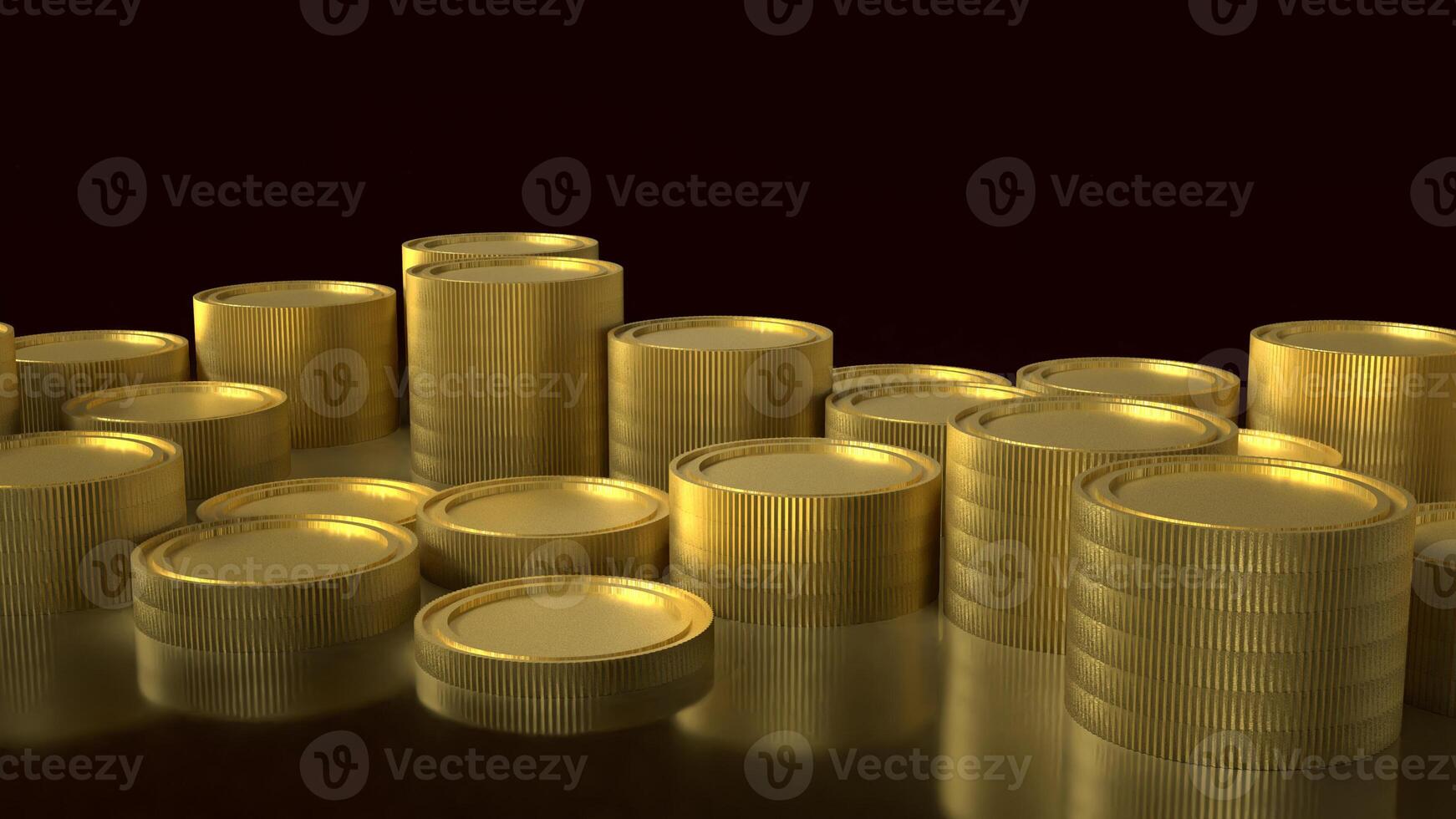 The gold coins on black background for Business concept 3d rendering. photo