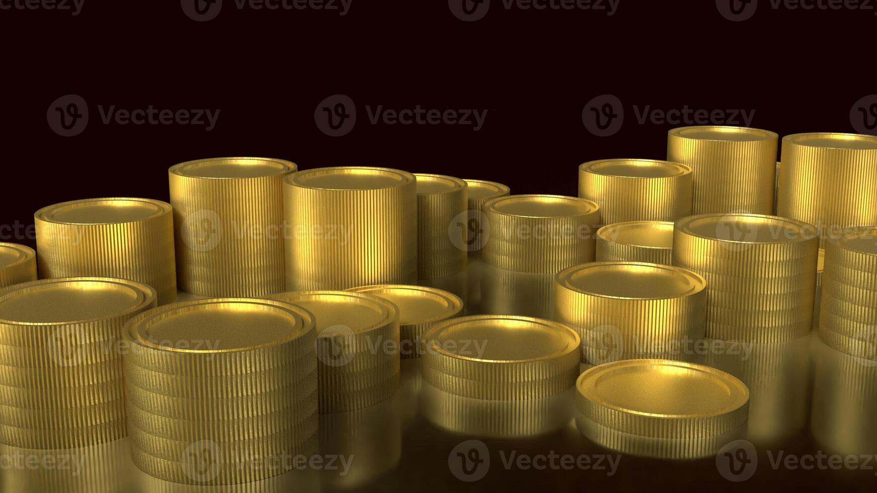The gold coins on black background for Business concept 3d rendering. photo