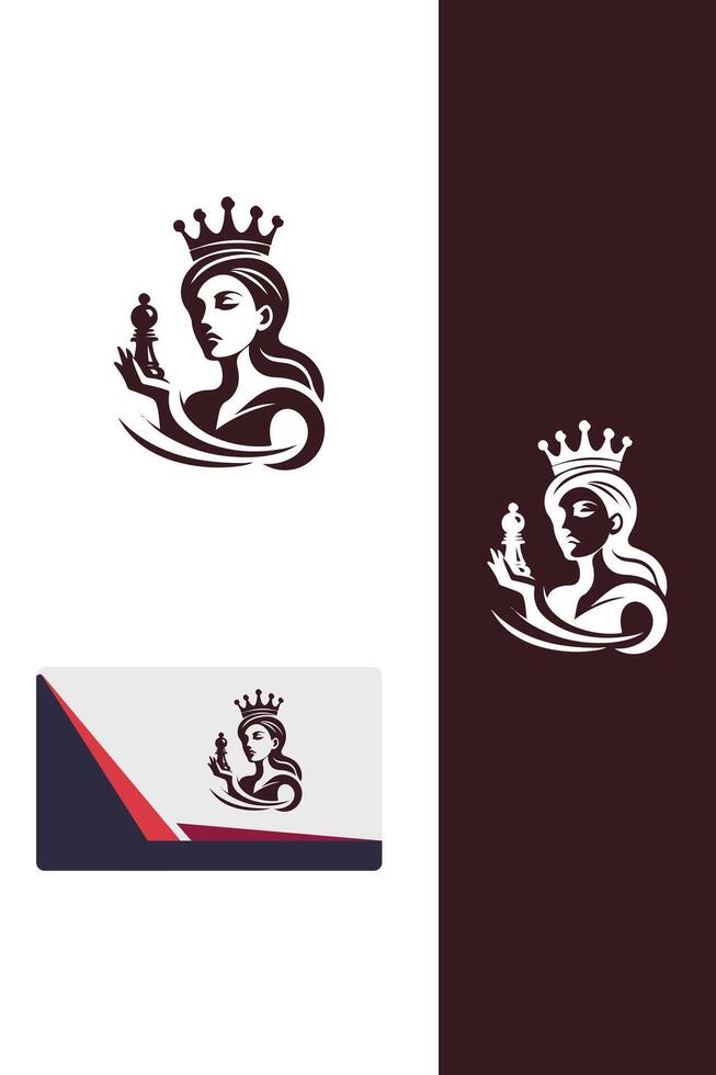 Queen s Conquest chess logo vector