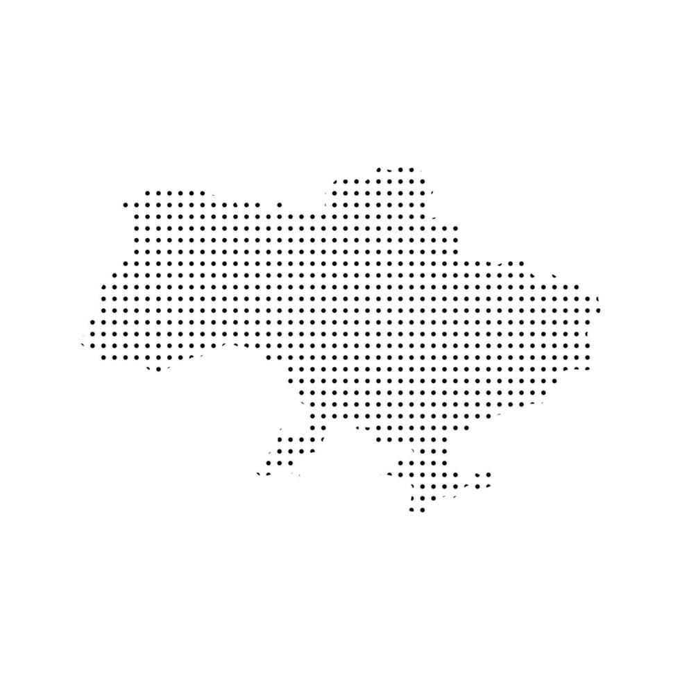 Detailed dot map of the Ukraine is shown in black and white vector