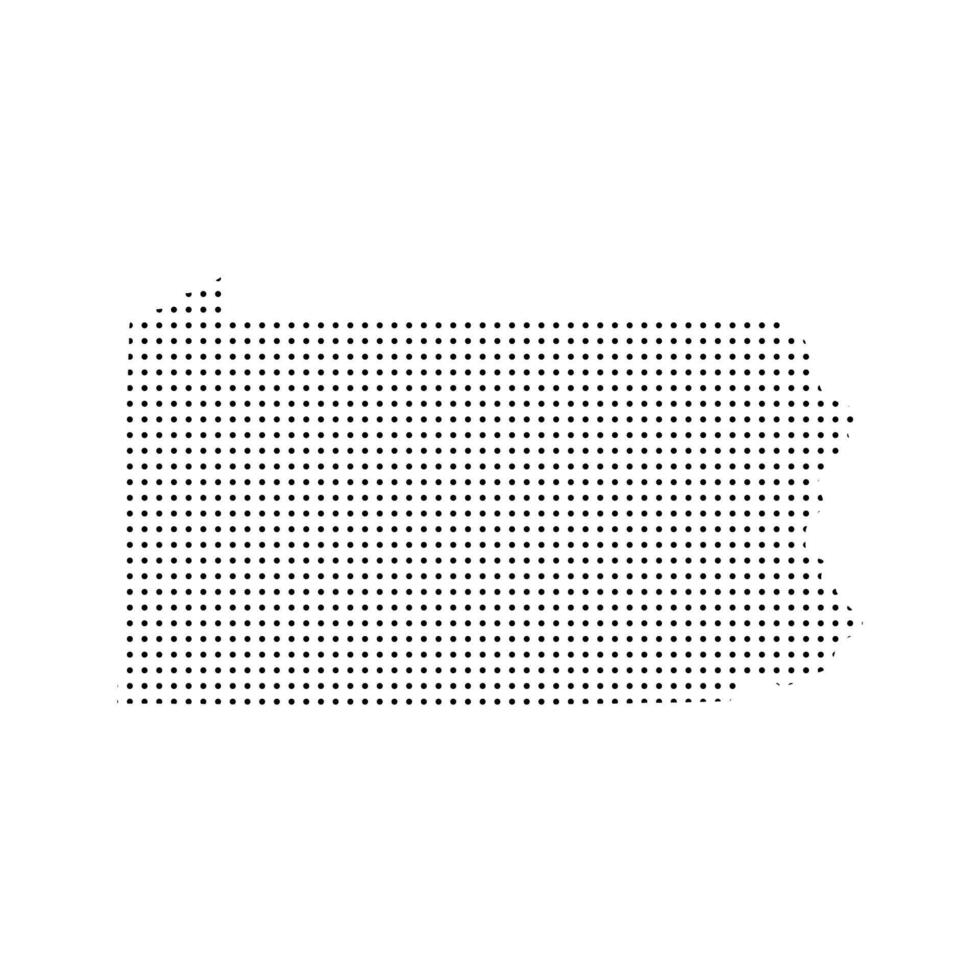 Detailed dot map of the Pennsylvania is shown in black and white vector