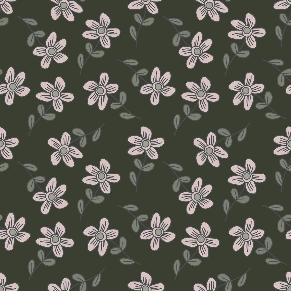 A pattern of small leaves and pastel flowers on a delicate fabric background. vector