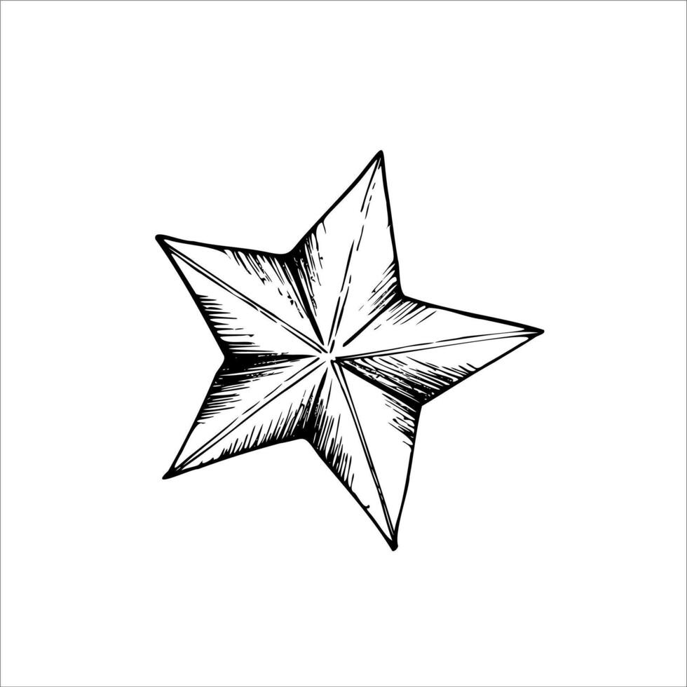 Islamic arabian crescent star. Graphic illustration isolated on white background. Muslim hand drawn line sketch, holiday Ramadan Kareem or Eid Al Adha 2025. For designers, prints, postcards vector