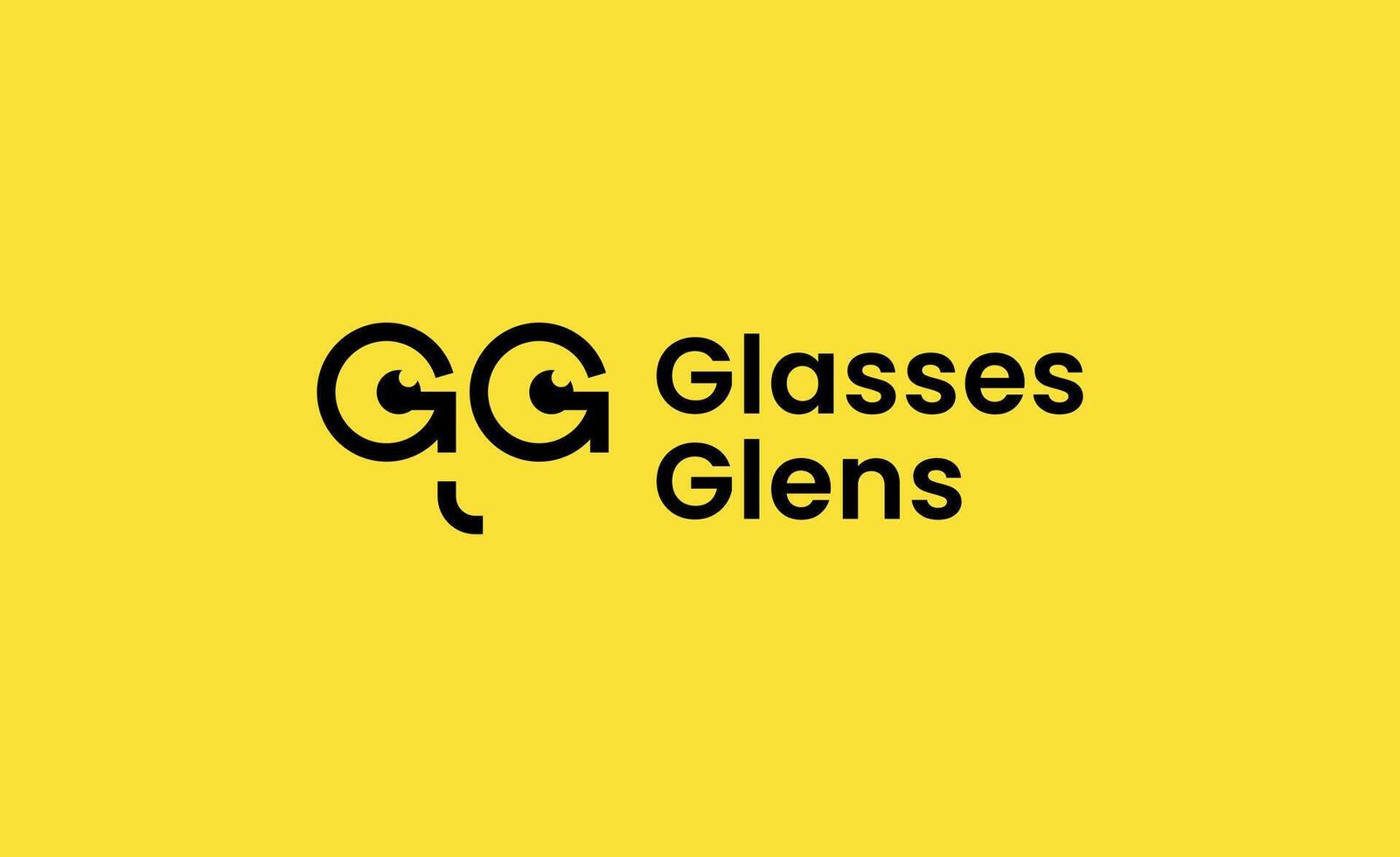 Logo letter G G in eye glasses frame. Optic store and shop. Linear line, modern and minimalist concept. vector