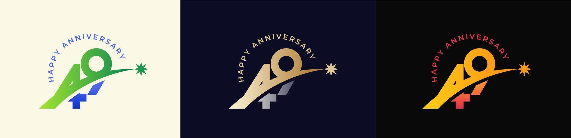 Logo Anniversary with Rising star 49th, 49th Happy Anniversary with Colorful Gradient, Luxury Gold and Silver. vector