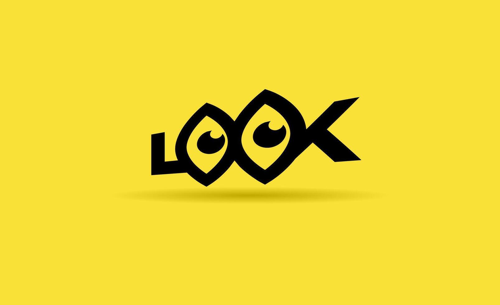 Logo word LOOK and eyeballs with frame. Creative design with word of look. vector