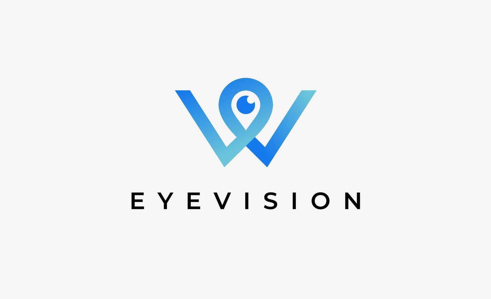 Logo alphabet W and Eye Vision. Digital, visual with modern and minimalist concept. Editable file. vector