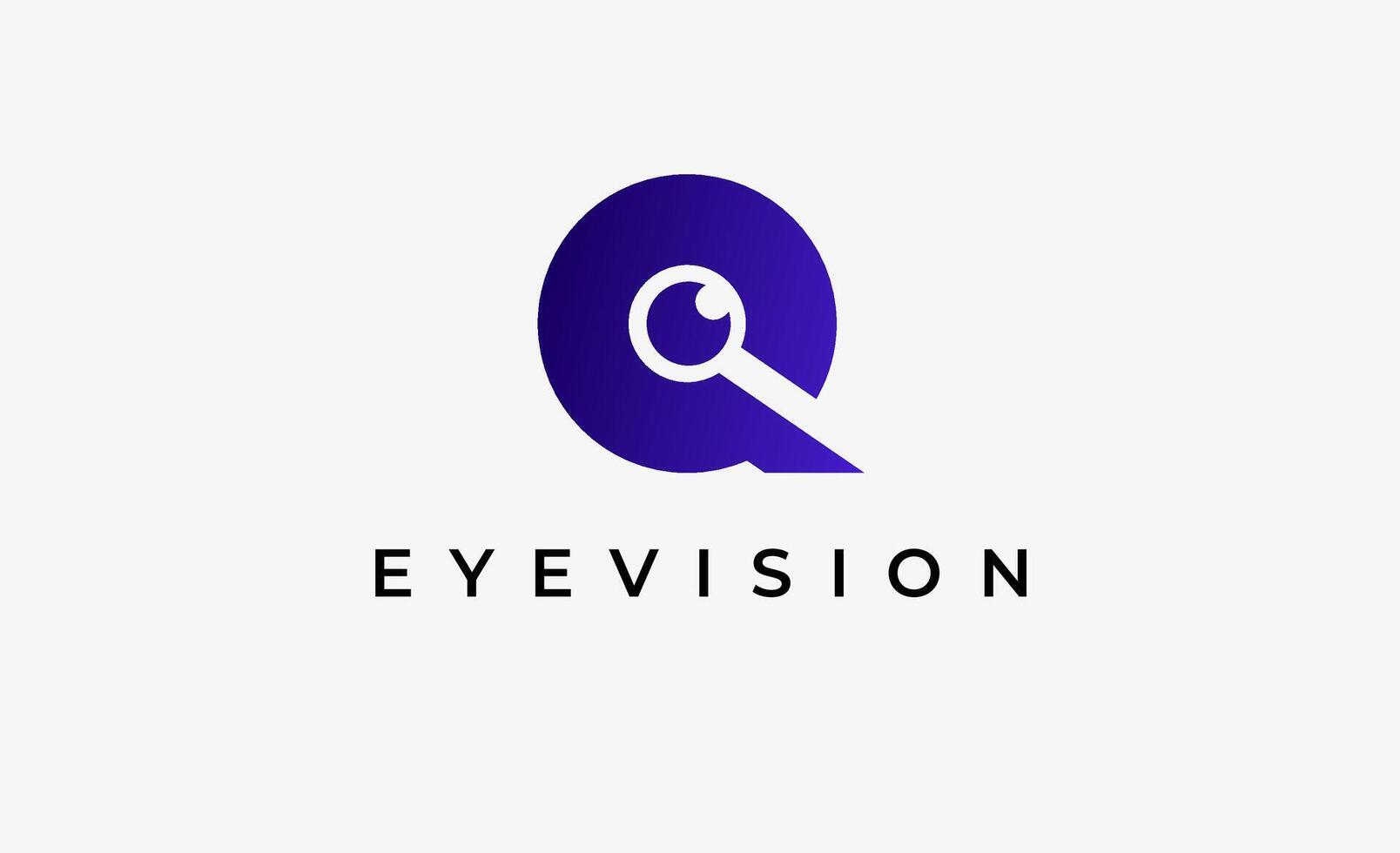 Logo Letter Q and Eye Vision. Digital, visual with modern and minimalist concept. Editable file. vector