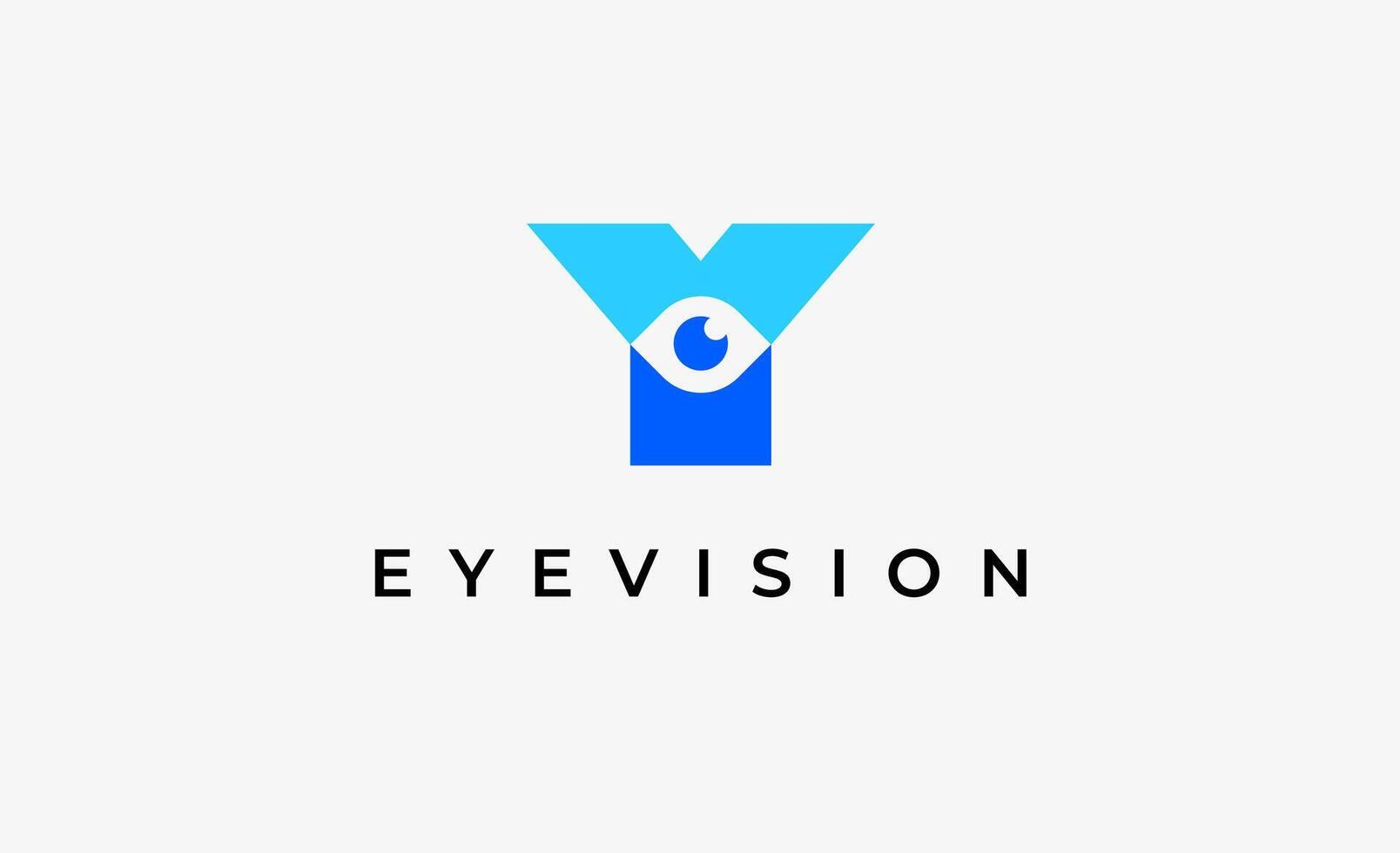 Logo Letter Y and Eye Vision. Digital, visual with modern and minimalist concept. Editable file. vector