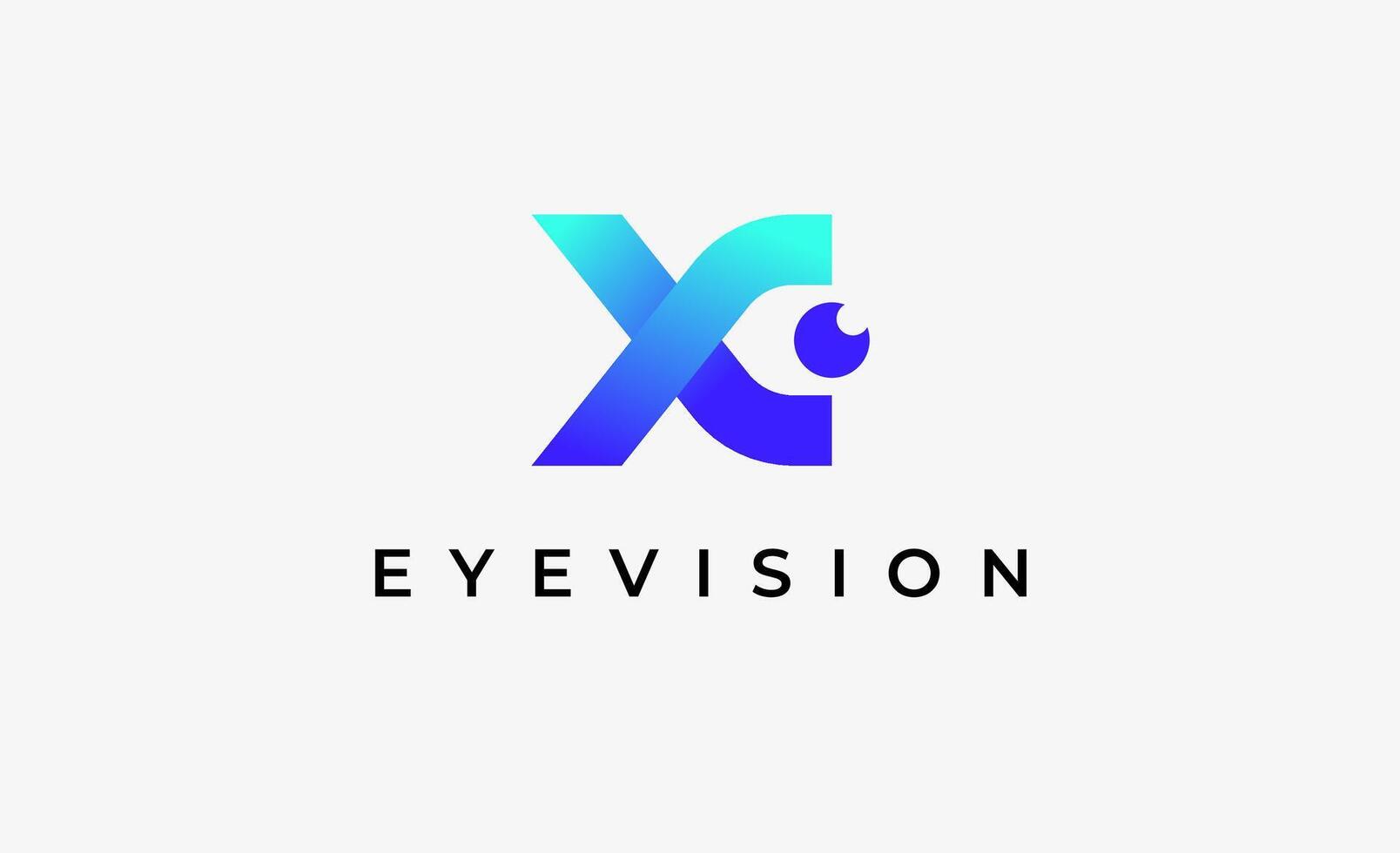 Logo Initial X and Eye Vision. Digital, visual with modern and minimalist concept. Editable file. vector