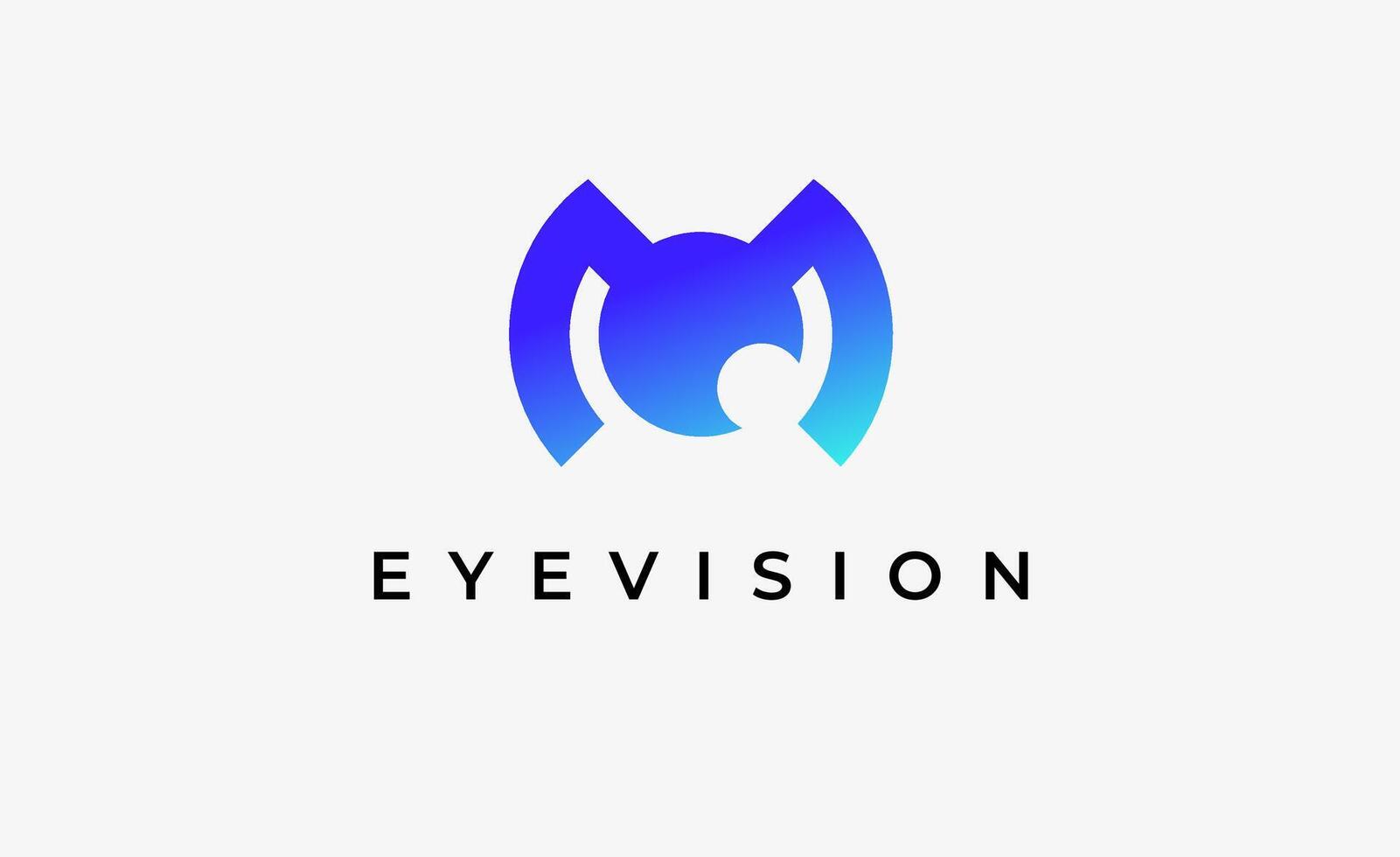 Logo Letter M and Eye Vision. modern and minimalist concept. Editable file. vector