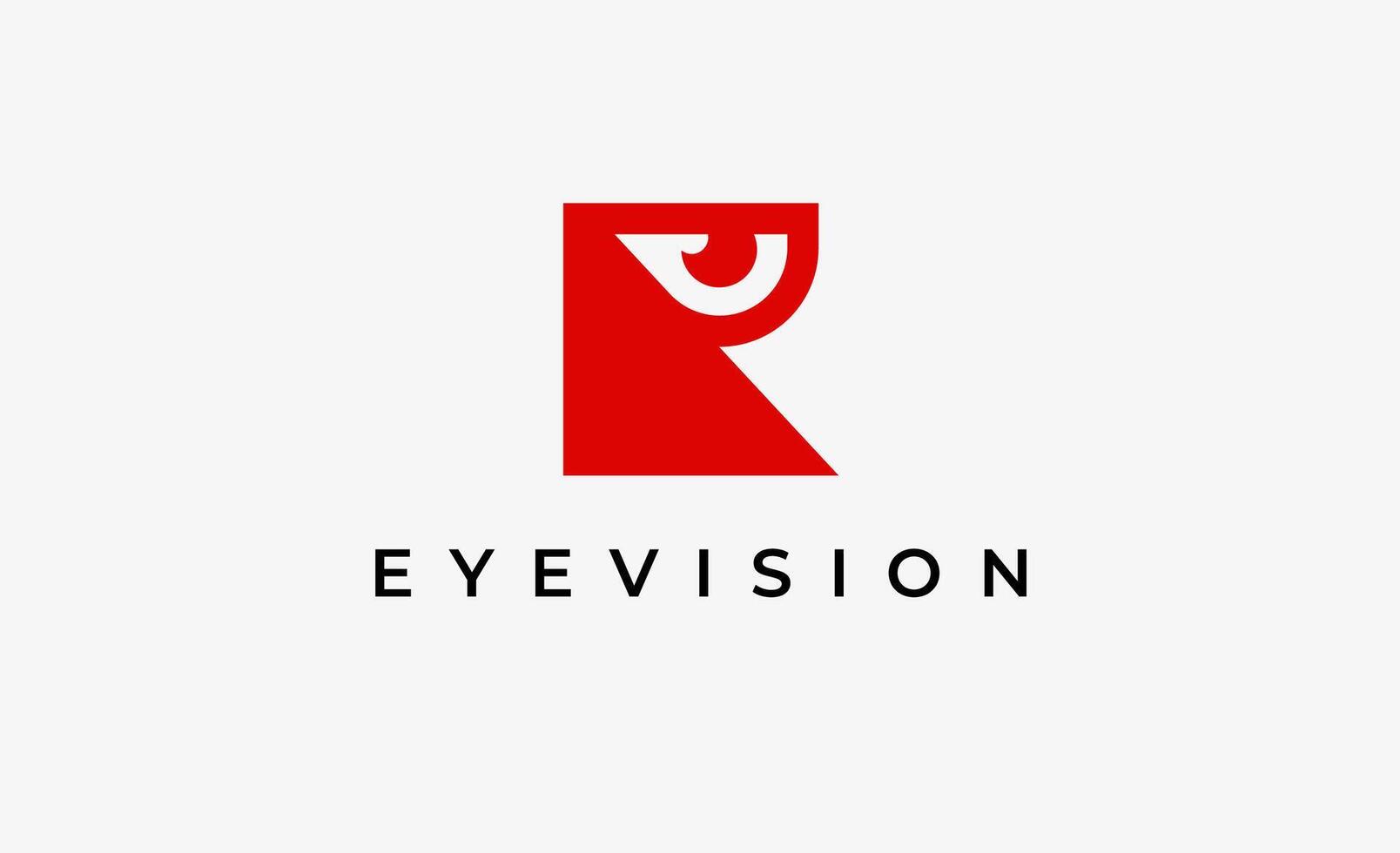 Logo Letter R and Eye Vision. Digital, visual modern and minimalist concept vector