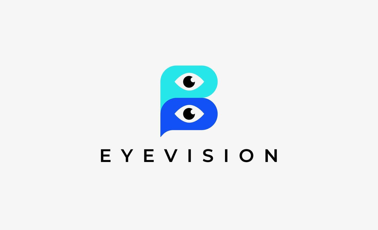 Logo Letter B and Eye Vision. Digital, visual with modern concept. vector