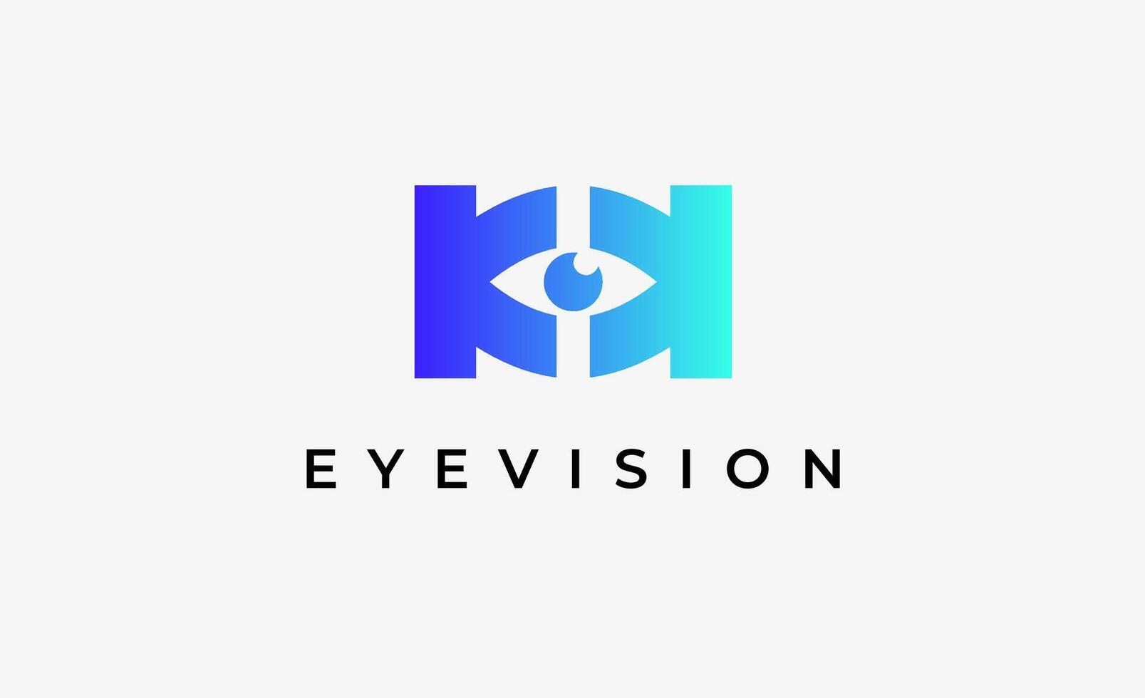 Logo alphabet K and Eye Vision. Digital, visual with modern and minimalist concept. Editable file. vector
