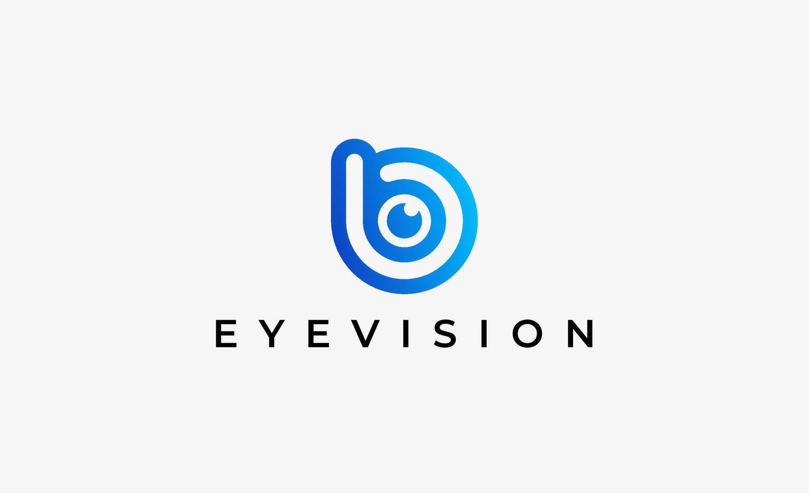 Logo Letter B and Eye Vision. Digital, visual modern and minimalist concept. vector