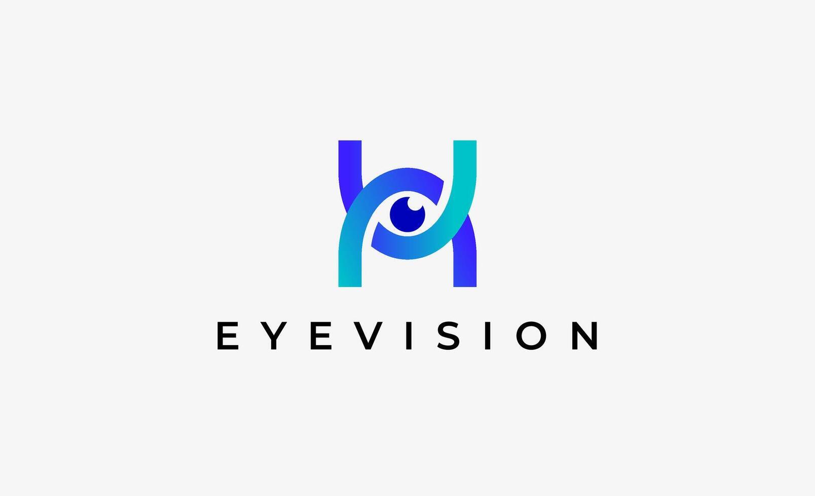 Logo Initial H and Eye Vision. Digital, visual with modern and minimalist concept vector