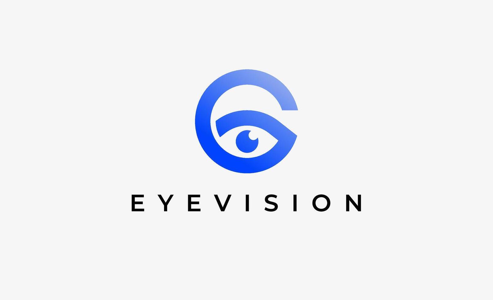 Logo Letter G and Eye Vision. Digital, visual modern and minimalist concept. vector