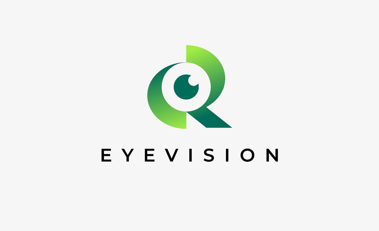 Logo Initial R and Eye Vision. Digital, visual with modern and minimalist concept vector