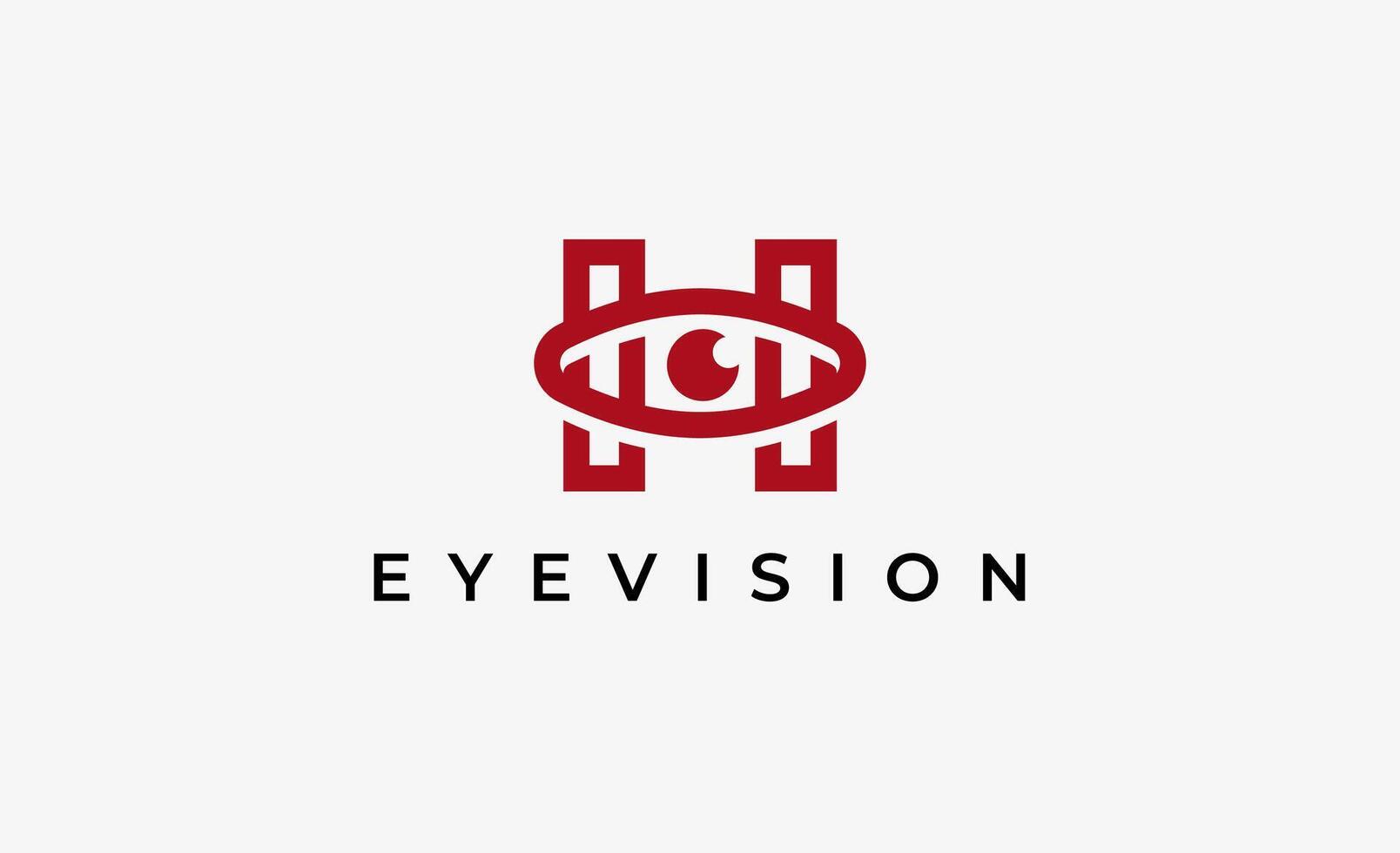 Logo Letter H and Eye Vision. Digital, visual with modern and minimalist concept. Editable file. vector
