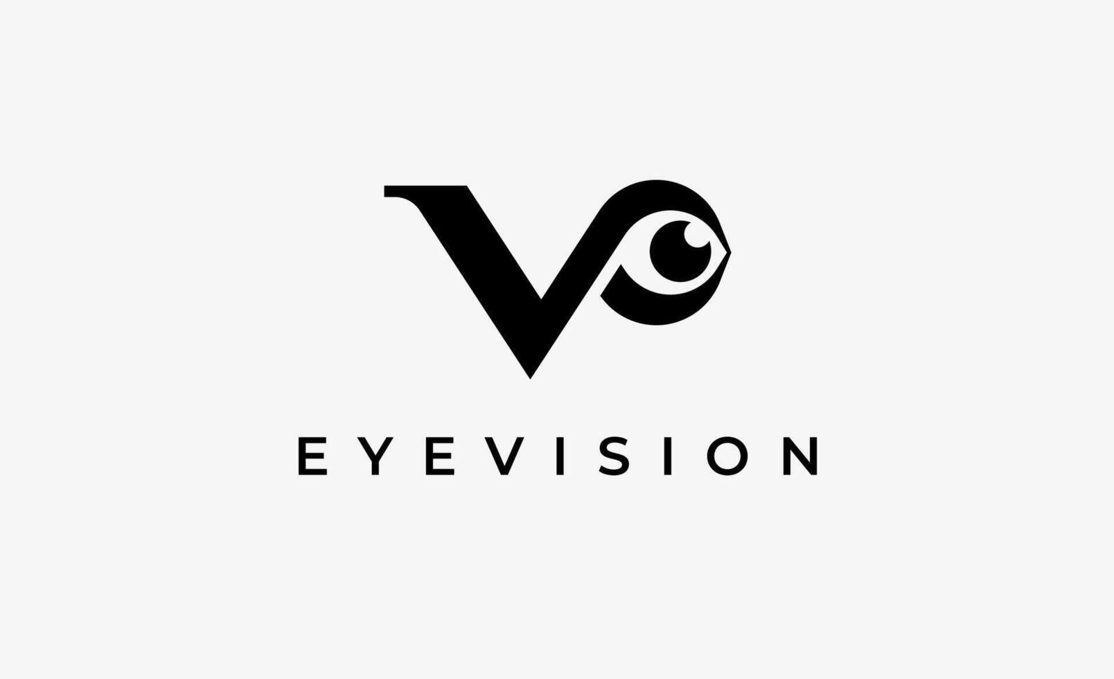 Logo Letter V and Eye Vision. Digital, visual modern and minimalist concept. vector